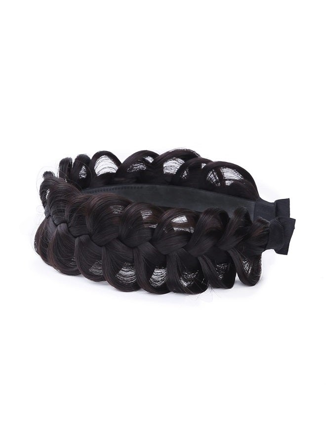 Headband Synthetic Hair Plaited Headband Braid Braided With Teeth Hair Band Accessories for Women Girl Wide 2.4 Inch