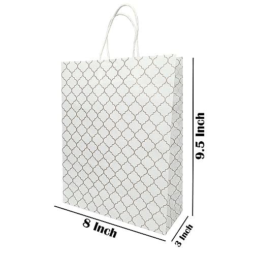 Aakriti Craft Paper Bags, Carry Bag For Wedding Party Craft Retail Packaging, Recycled Twist Handles Colorful White Small Gift Bags Shopping Bags Small Size: 10 x 8 x 3 Inch (20 PCS) - Image 4