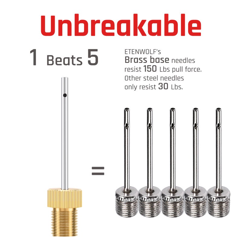 ETENWOLF 12 Pack Brass Ball Pump Needles with Storage Case, No Break Heavy Duty Air Pump Needles for Balls, Stainless Steel Body - Image 3