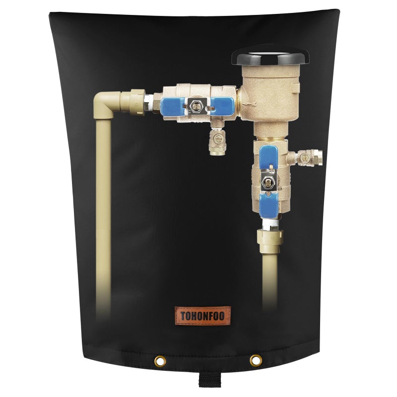 TOHONFOO Backflow Preventer Pipe Insulation Cover 5F Irrigation Sprinkler Valve Insulated Pouch Water Well Pump Cover Sturdy 5 Layers for Winter Freeze Protection 16 W x 20 H Black
