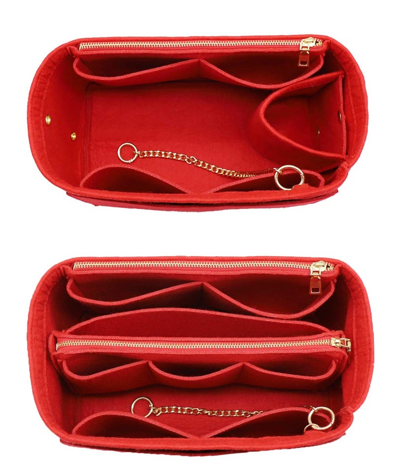 LEXSION 3 in 1 Felt Purse Organizer Insert Bag in Bag with a Bottle Holder Shaper 8026 Red M - Image 1