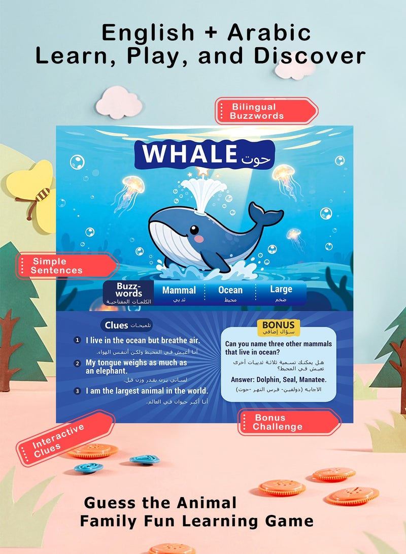 Splendors Kids Bilingual Fun Guessing Game Arabic English Educational Toys Kids Board Games Card Games Family Fun Activity Travel Game Perfect Gift for Kids Ages 4+ - Image 2