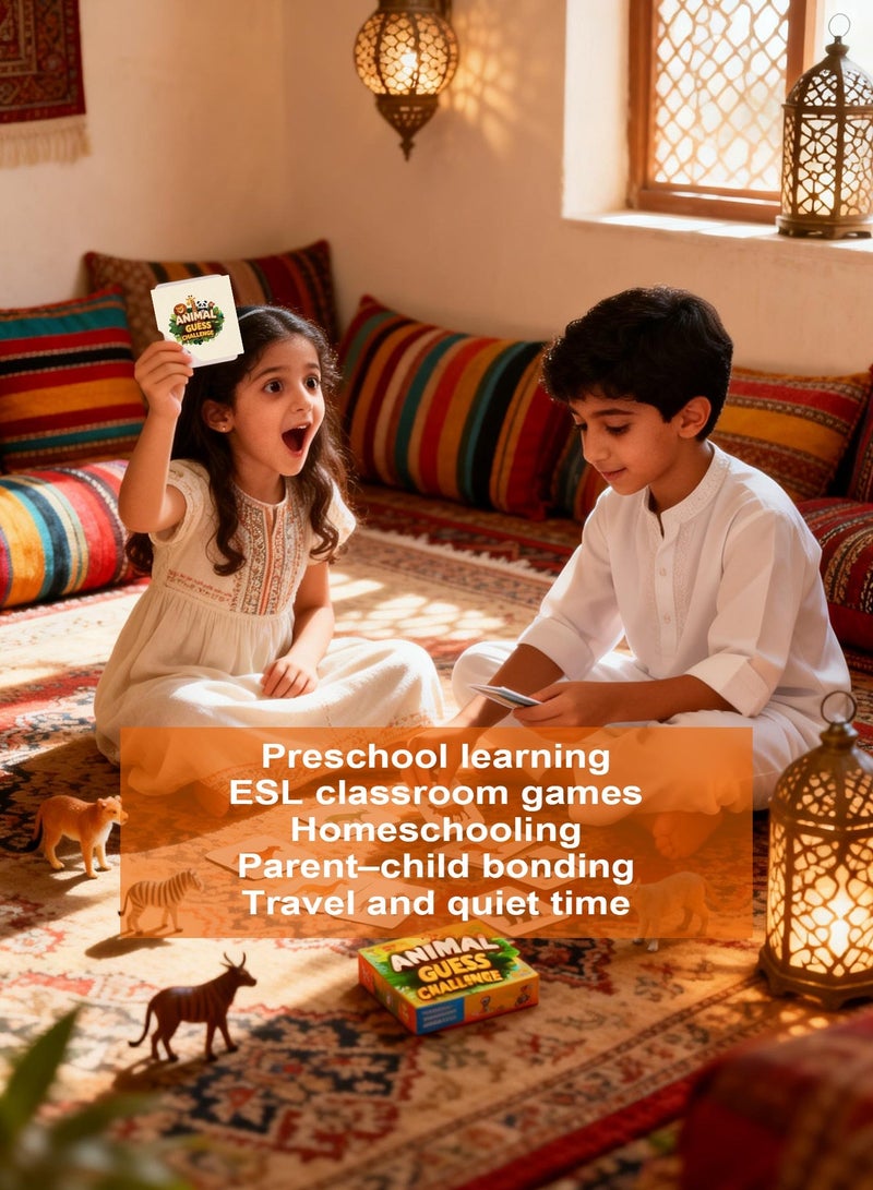 Splendors Kids Bilingual Fun Guessing Game Arabic English Educational Toys Kids Board Games Card Games Family Fun Activity Travel Game Perfect Gift for Kids Ages 4+ - Image 4