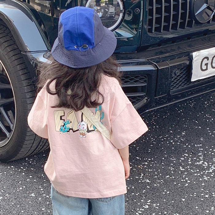 Korean Style Girls Short-Sleeved T-Shirt Style Kidsren'S Baby Loose Casual Cartoon Half-Sleeved Fashionable Kindergarten Top - Image 3
