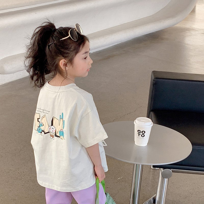Korean Style Girls Short-Sleeved T-Shirt Style Kidsren'S Baby Loose Casual Cartoon Half-Sleeved Fashionable Kindergarten Top - Image 1