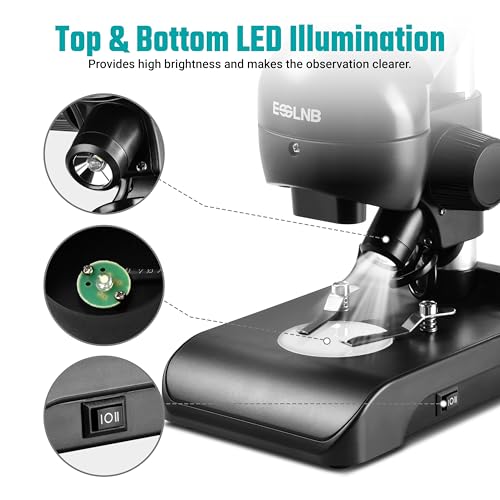 ESSLNB Mounted Binocular Stereo Microscope, Microscopes, Portable Biological Microscope with WF10x Eyepieces, 3X Objectives, 30X Magnification, LED Lighting - Image 4