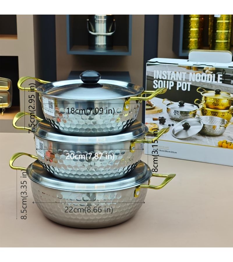 Golden Hammer Pattern Stainless Steel Soup Pot for Induction Gas Stove - Image 4