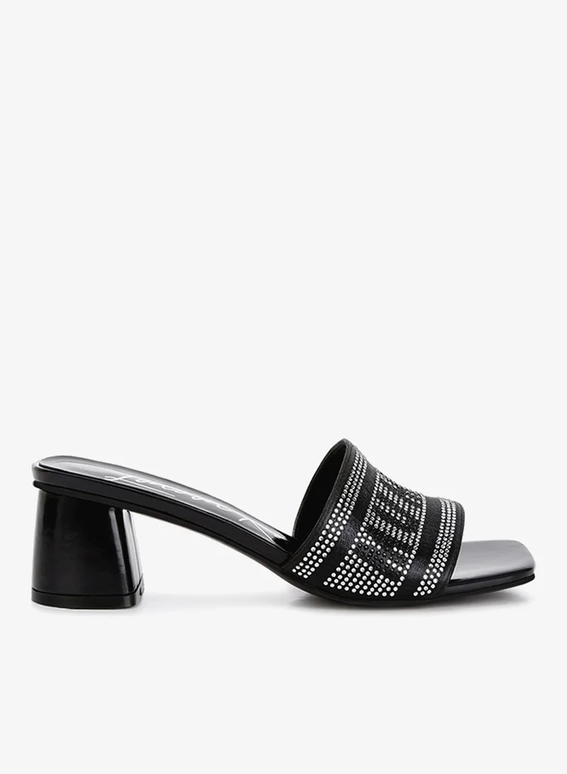 Black Diamante Embellished Mumbai Sandals