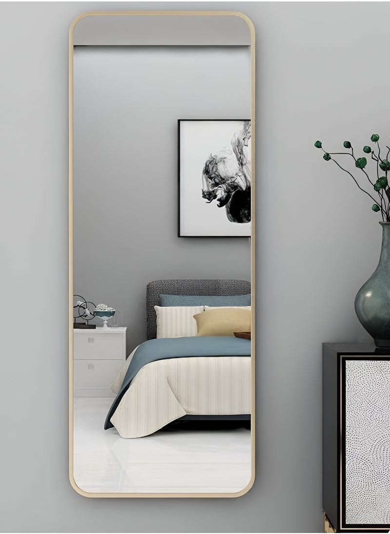 Taimi Full Length Mirror with Aluminum Frame and Metal Stand, Long Wall Mirror for Living Room, Dressing Room, Bathroom, Hallway, Gold - 120x30cm  - Image 4