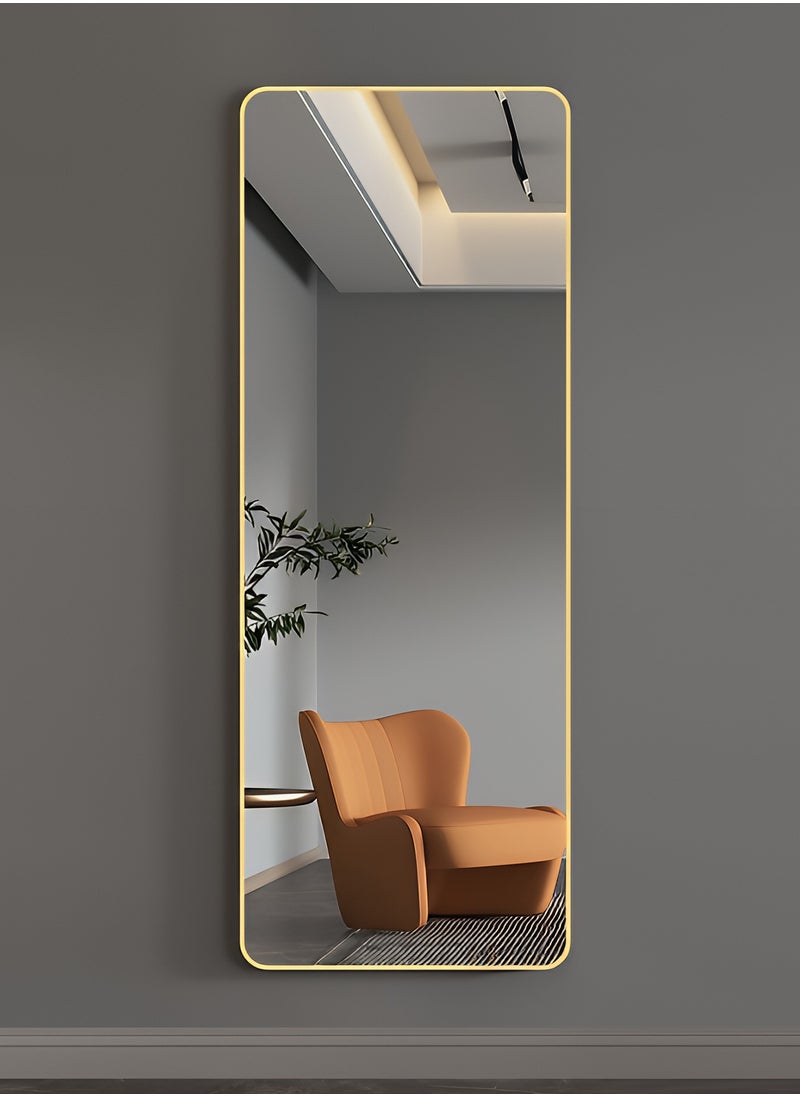 Taimi Rectangular Mirror 120x30cm with Rounded Edges, Full Length Mirror with Metal Frame, Floor Mirror, Wall Mirror Hanging or Tilt for Living Room, Bedroom, Entryway Gold  - Image 1