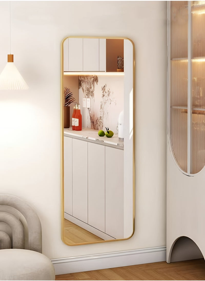 Taimi Rectangular Mirror 120x30cm with Rounded Edges, Full Length Mirror with Metal Frame, Floor Mirror, Wall Mirror Hanging or Tilt for Living Room, Bedroom, Entryway Gold  - Image 4