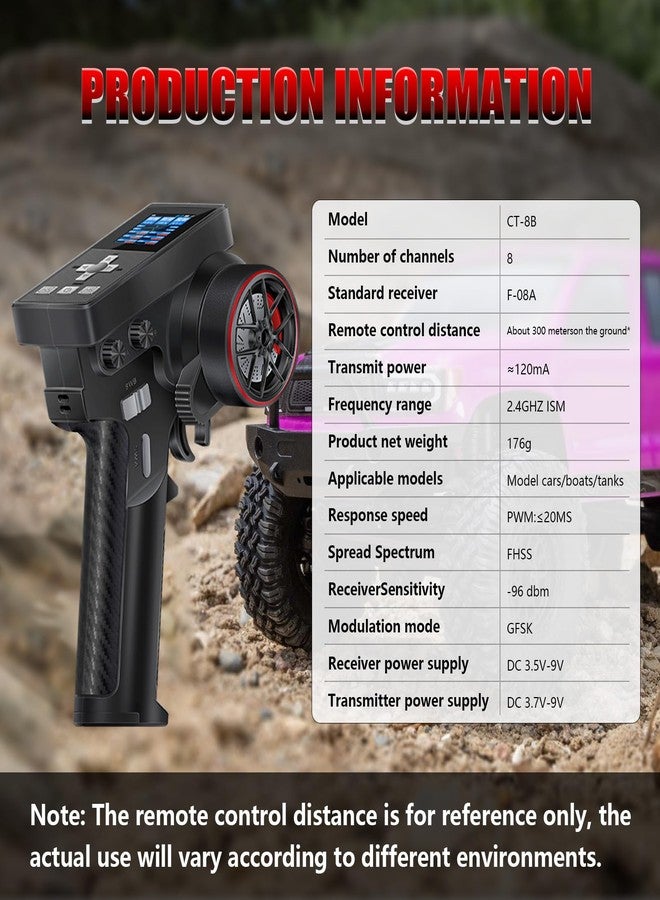 GOUP RC GOUPRC Racing RC Transmitter 8CH 2.4GHz & Receiver with 2204 2400KV Brushless Outrunner Transmission Motor & Uprade 30A Brushless Esc for SCX24 Axial 1/24 RC Car Crawler Car - Image 4