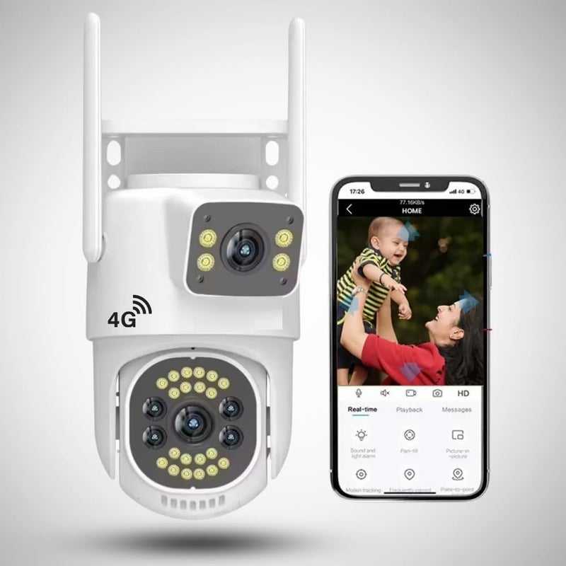 Mayumi MAYUMI WeatherproofIP66 2 Way Talk Motion Detect Supports SD Card Up to 256 GB Color Night Vision 4G5G SIM 55MP Dual LensScreen Pan Tilt Zoom CCTV Outdoor Camera  - Image 1