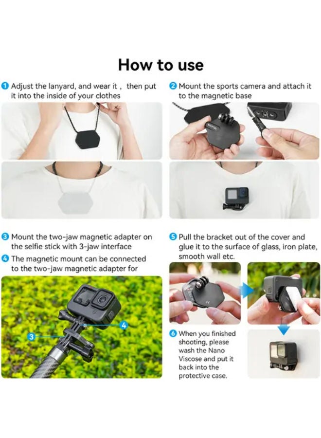 تيليسن حامل مغناطيسي للرقبة مع طقم ملصق Nano لكاميرات الأكشن TE-MMK-001 - Image 3