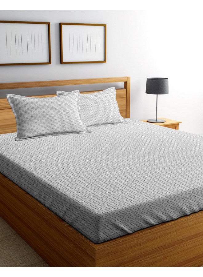 RANGBHAR Handloom Cotton 225 TC Double Bedsheet With 2 Pillow Covers, Woven Striped Bedsheet, 90 X 100 Inch, White - Image 2