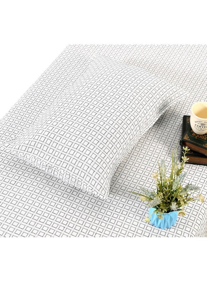 RANGBHAR Handloom Cotton 225 TC Double Bedsheet With 2 Pillow Covers, Woven Striped Bedsheet, 90 X 100 Inch, White - Image 5