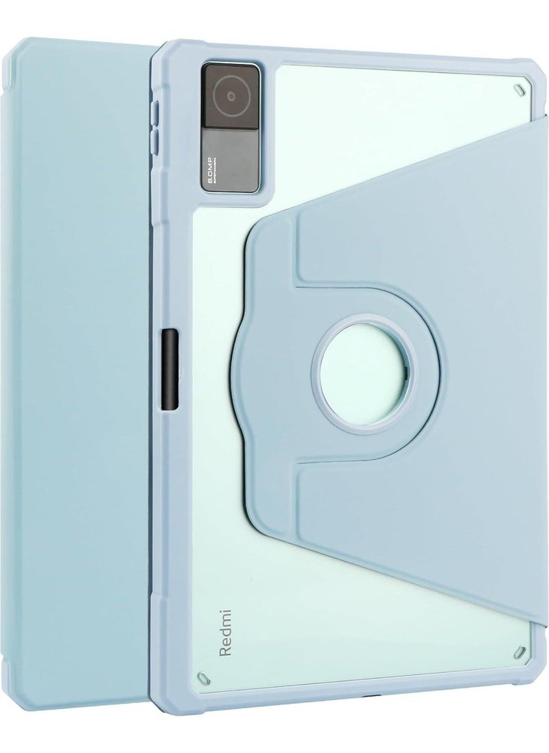 Case Suitable for Xiaomi Redmi Pad Se 11 Inch 2023 Release, Acrylic Can Rotate 360 ° Full Package Bracket Transparent Shell (Blue) - Image 4