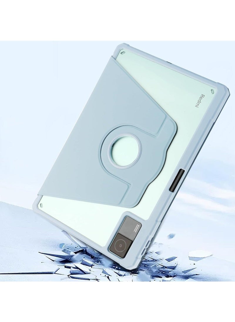 Case Suitable for Xiaomi Redmi Pad Se 11 Inch 2023 Release, Acrylic Can Rotate 360 ° Full Package Bracket Transparent Shell (Blue) - Image 3