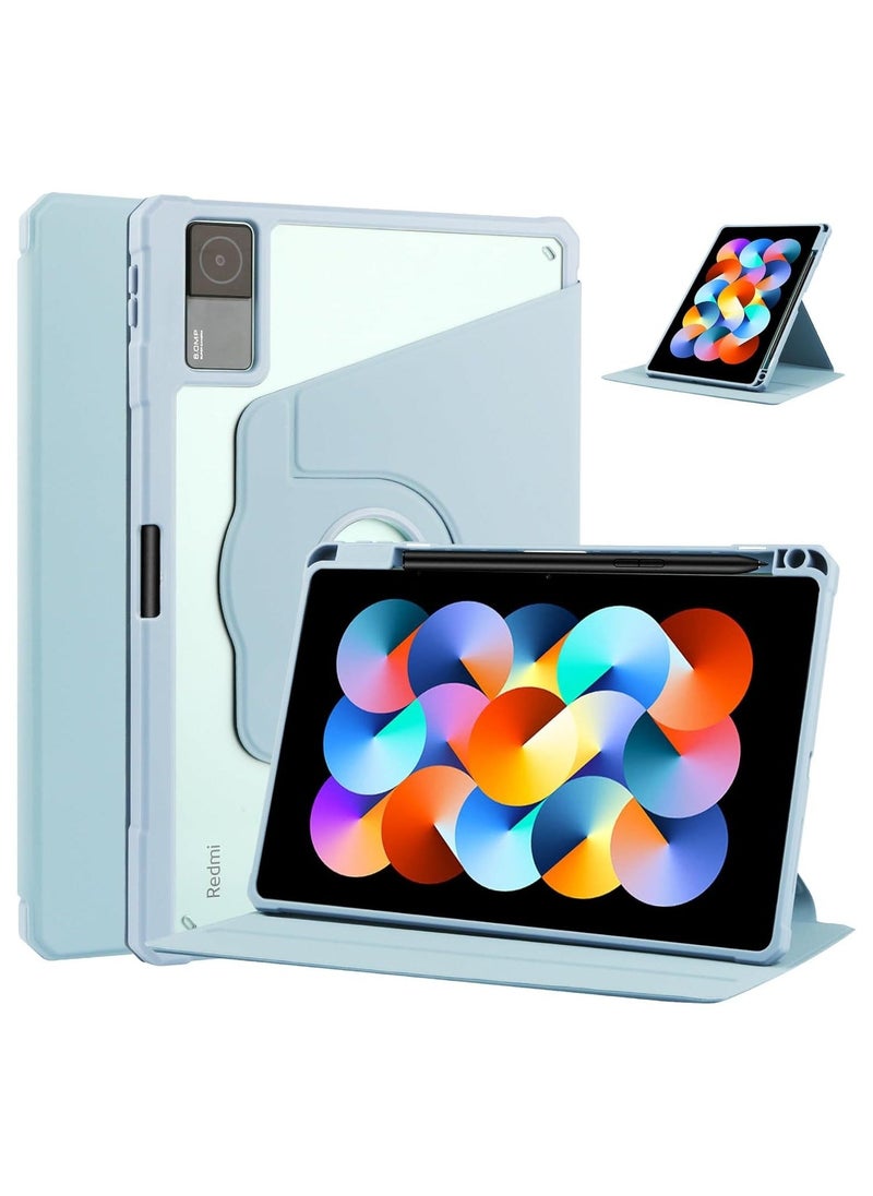 Case Suitable for Xiaomi Redmi Pad Se 11 Inch 2023 Release, Acrylic Can Rotate 360 ° Full Package Bracket Transparent Shell (Blue) - Image 1