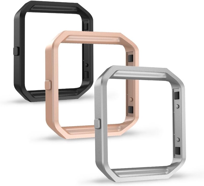 Simpeak Frame Compatible with Fitbit Blaze Pack of 3Stainless Steel Metal Frame Replacement for Fitbit Blaze Black Silver Rose Gold - Image 1