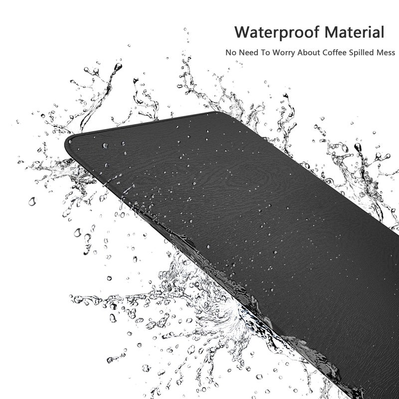 YSAGi Hard Mouse Pad,Ultra Thin Wood-Textured PU Leather Mouse Mat,Waterproof Non-Slip Rubber Base Mousepad for Office/Home/Gaming (Black) - Image 5