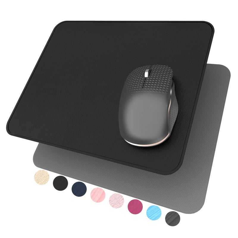 YSAGi Hard Mouse Pad,Ultra Thin Wood-Textured PU Leather Mouse Mat,Waterproof Non-Slip Rubber Base Mousepad for Office/Home/Gaming (Black) - Image 1