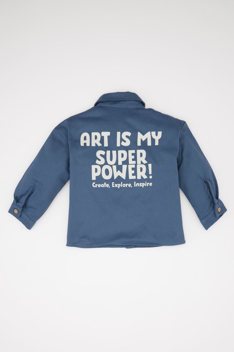 DeFacto Blue BabyBoy Baby Boy Back Printed Gabardine Long Sleeve Shirt Casual - Image 1