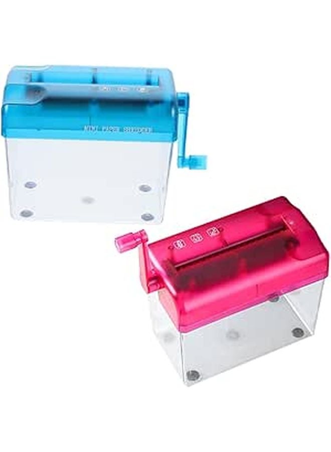 2pcs Portable Mini Manual Paper Shredder Hand Crank for Home Office Travel Privacy Protection - Image 1
