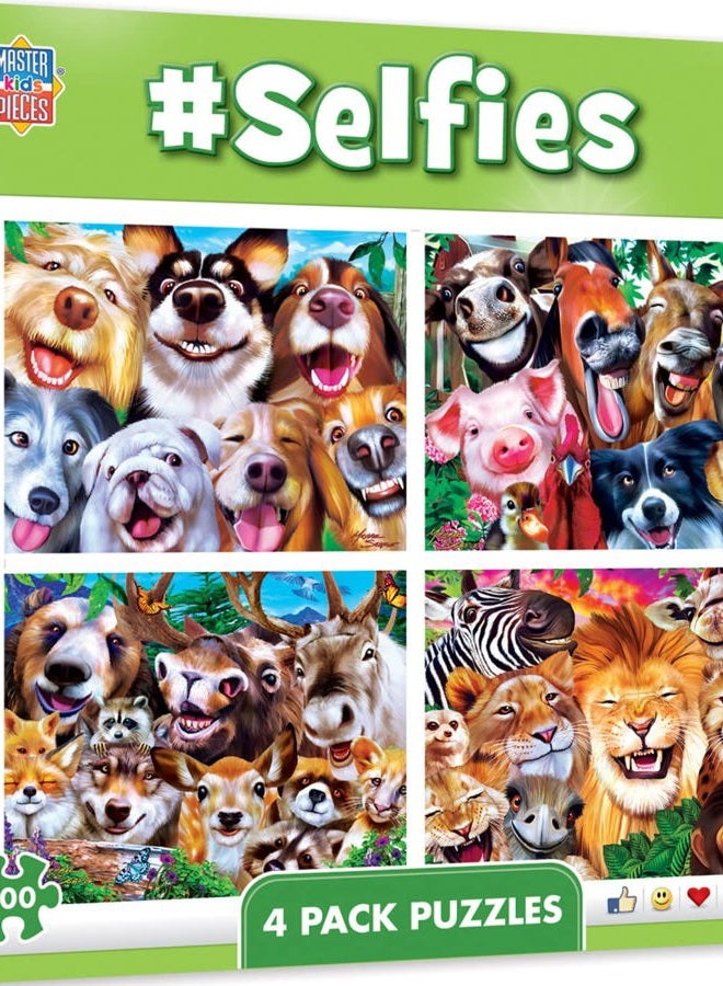 MasterPieces – Jigsaw Puzzle Set for Kids 6+ Years, 4-Pack of 100 Pieces, Educational and Fun Game, Silly Animals Collection, Gift Idea for Children, 8" x 10" - Image 1