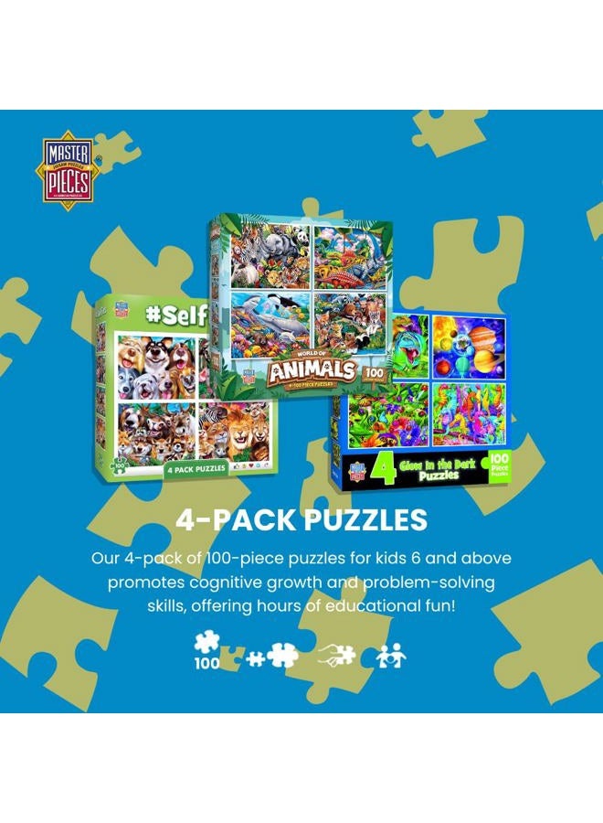 MasterPieces – Jigsaw Puzzle Set for Kids 6+ Years, 4-Pack of 100 Pieces, Educational and Fun Game, Silly Animals Collection, Gift Idea for Children, 8" x 10" - Image 2