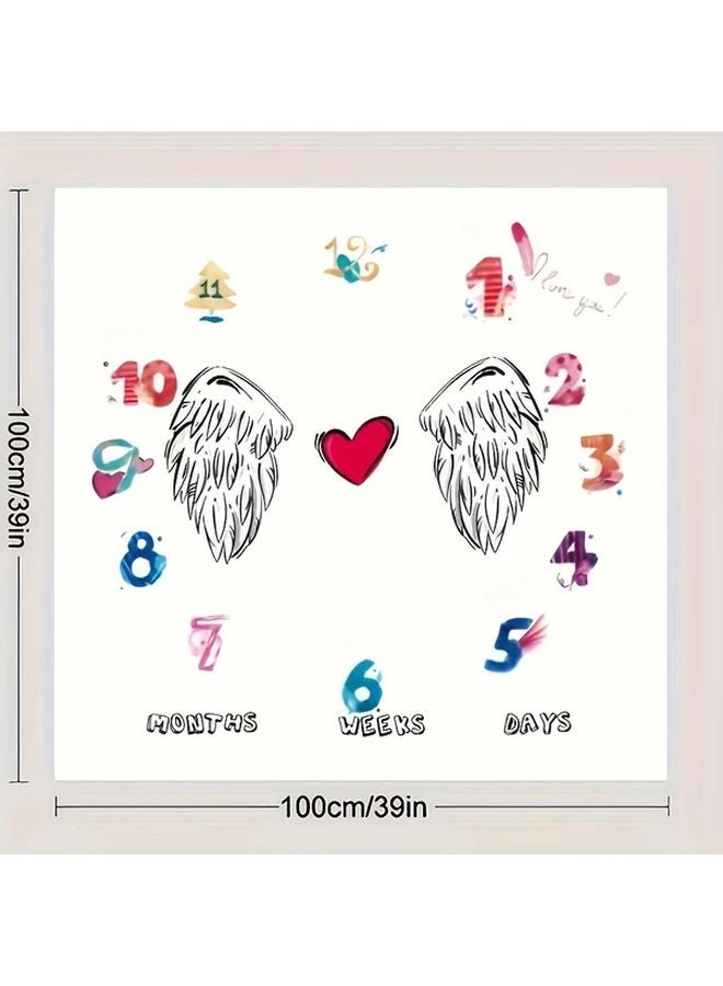 Mom And Dad Love Milestone Baby Blanket Soft Polyester Monthly Growth Photo Prop - Image 3