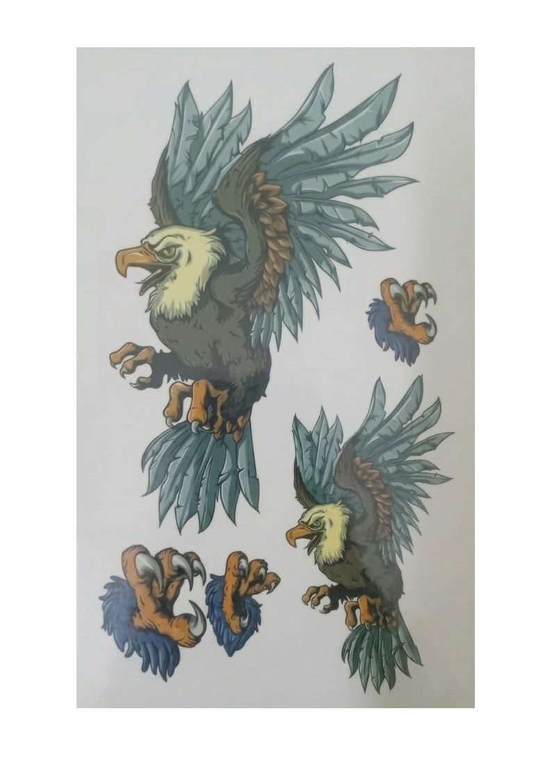 Temporary Tattoo Sheet with Multiple Eagle Designs - Realistic & Fierce Artwork