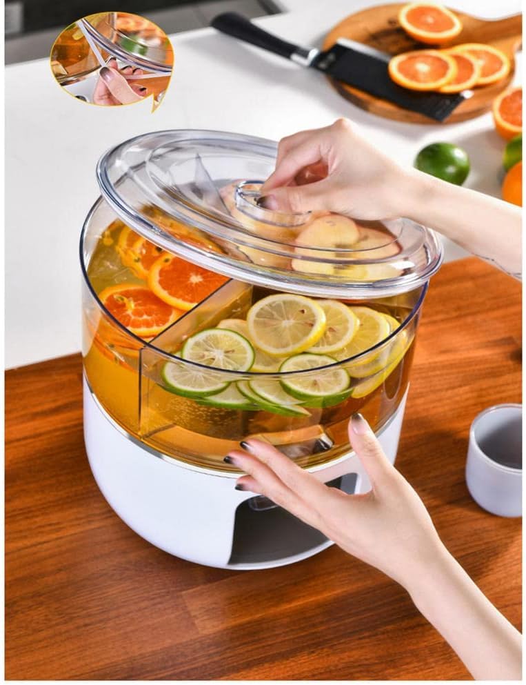 JUMIX 3 Grids Drinks Dispenser with Tap 360 Rotatable Beverage Dispenser Cold Kettle for Fridge Beverage Bucket Milk Juice Dispenser for Home Outdoor Picnic BBQ - Image 3