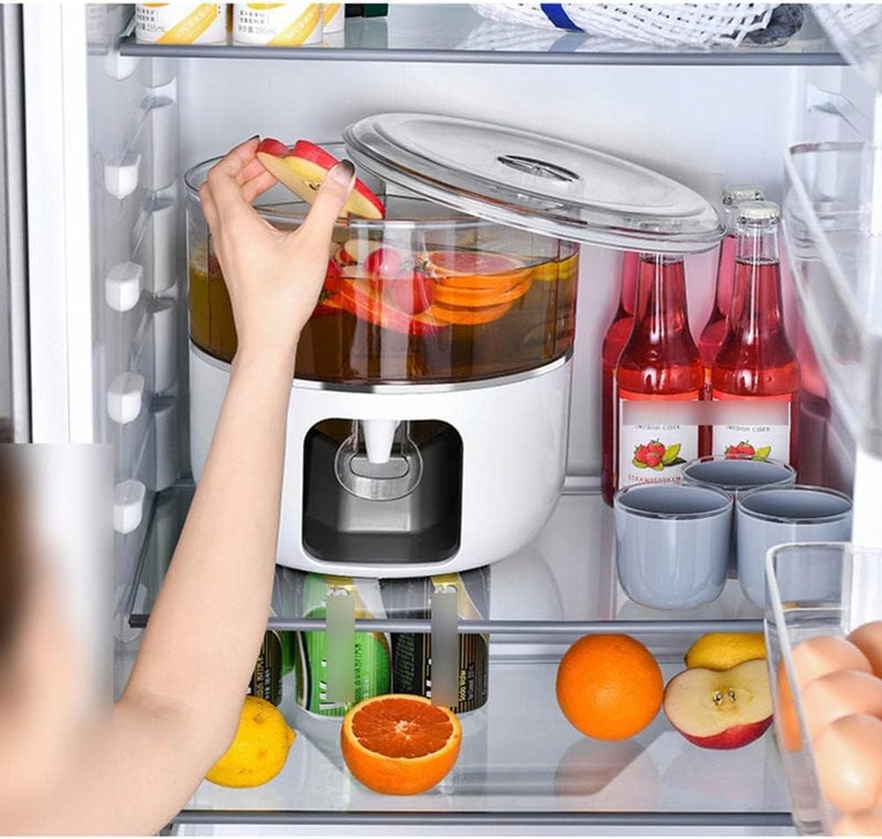 JUMIX 3 Grids Drinks Dispenser with Tap 360 Rotatable Beverage Dispenser Cold Kettle for Fridge Beverage Bucket Milk Juice Dispenser for Home Outdoor Picnic BBQ - Image 2