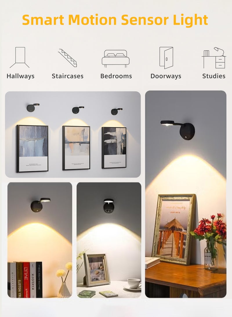 يو إل اتش واي سي مصباح حائط مزود بمستشعر حركة وضوء صورة LED على شكل عين قطة ومصباح حائط قابل لإعادة الشحن يدور 360 درجة ومناسب للممر والجدار والسلالم وغرفة الأطفال - Image 4