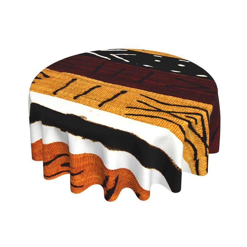 FREEHOTU African Tribe Kente Round Tablecloth Thicken Desk Cloth Washable Table Cover Table Cloth for Kitchen Daily Dinning Party Tabletop Decor 60 Inch - Image 1