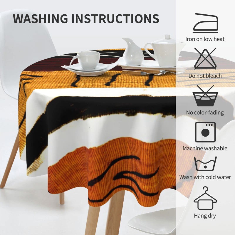 FREEHOTU African Tribe Kente Round Tablecloth Thicken Desk Cloth Washable Table Cover Table Cloth for Kitchen Daily Dinning Party Tabletop Decor 60 Inch - Image 5