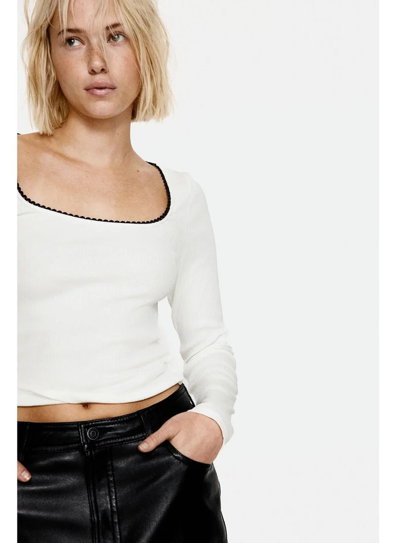 H&M Picot-trimmed ribbed top