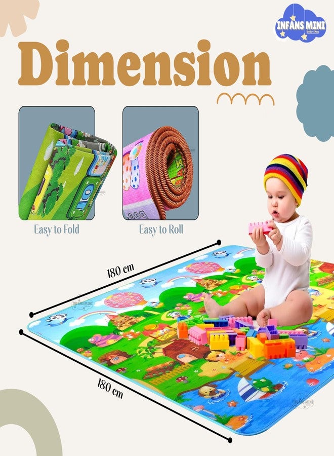 Infans Mini Waterproof Play Mat for Babies Double-Sided Foam Waterproof, Floor Mat with Drawing, 6x4 Ft 0.5 CM Thickness Animals Pattern Non-Slip Crawl Floor Mat (Green) - Image 4
