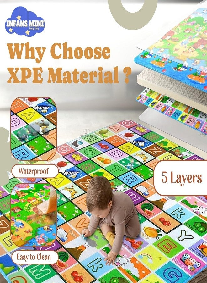 Infans Mini Waterproof Play Mat for Babies Double-Sided Foam Waterproof, Floor Mat with Drawing, 6x4 Ft 0.5 CM Thickness Animals Pattern Non-Slip Crawl Floor Mat (Green) - Image 3