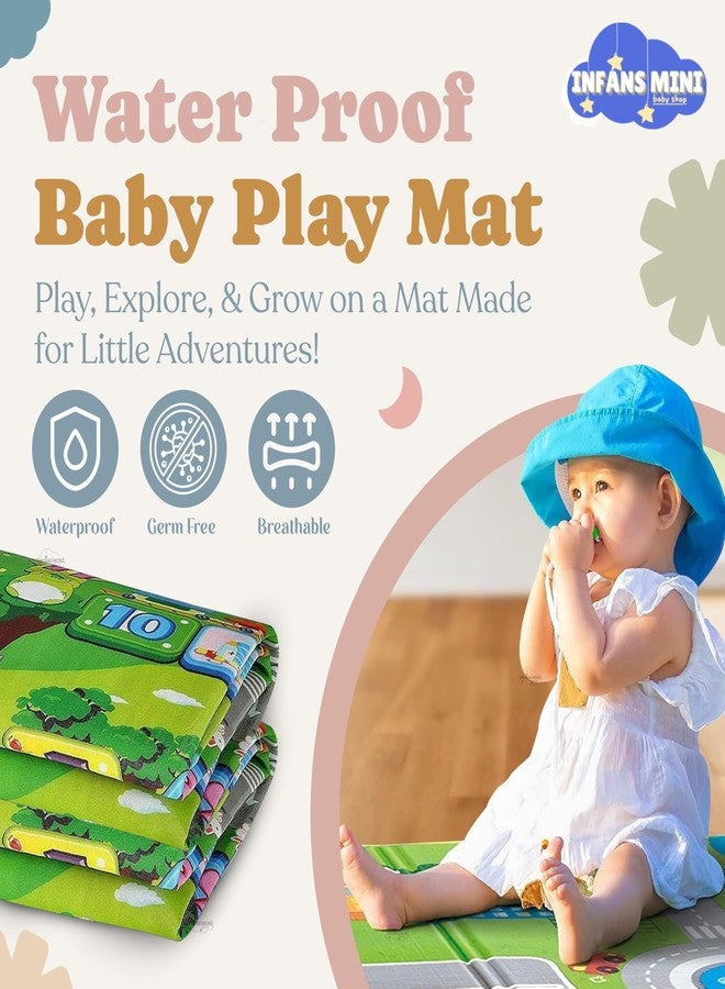 Infans Mini Waterproof Play Mat for Babies Double-Sided Foam Waterproof, Floor Mat with Drawing, 6x4 Ft 0.5 CM Thickness Animals Pattern Non-Slip Crawl Floor Mat (Green) - Image 2