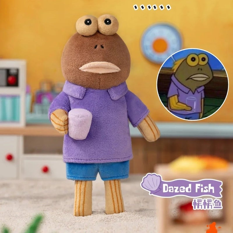 Bikini Bottom Residents Blind Box Ugly Fish Plush Toy - Lying Flat Fish Keychain Pendant Bag Charm - Image 1