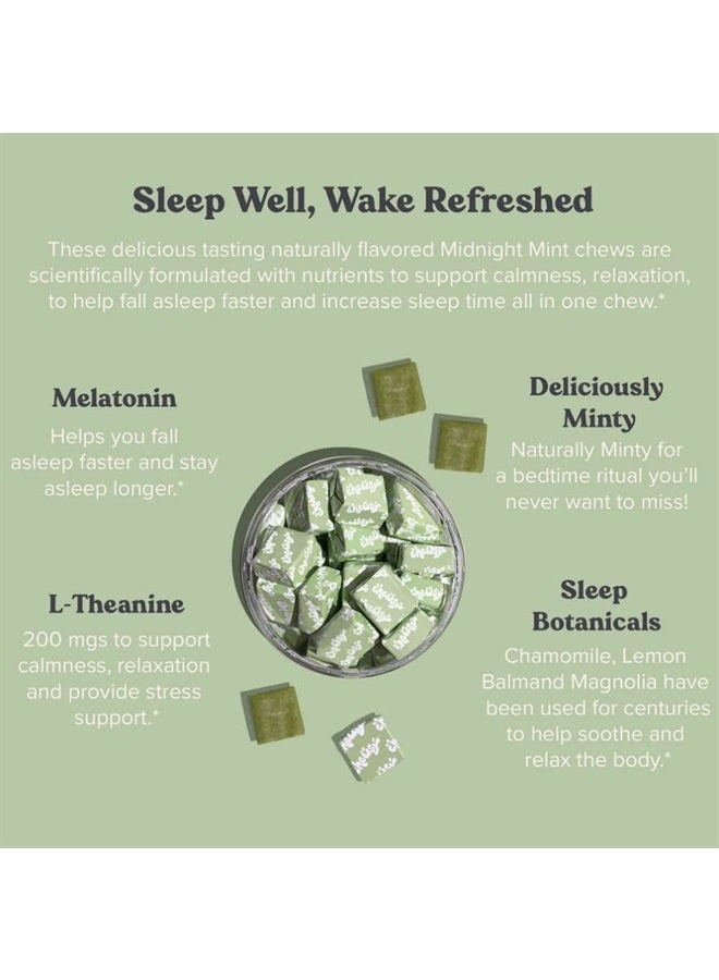 CHEWSY Peaceful Sleep Chews, Sleep Support, 3 mg Melatonin, 200 MGS L-Theanine, Chamomile, Lemon Balm, Magnolia, Nighttime Sleep Aid, Naturally Minty Chews, Promotes restful Sleep, 30-Day Supply (1)  - Image 3