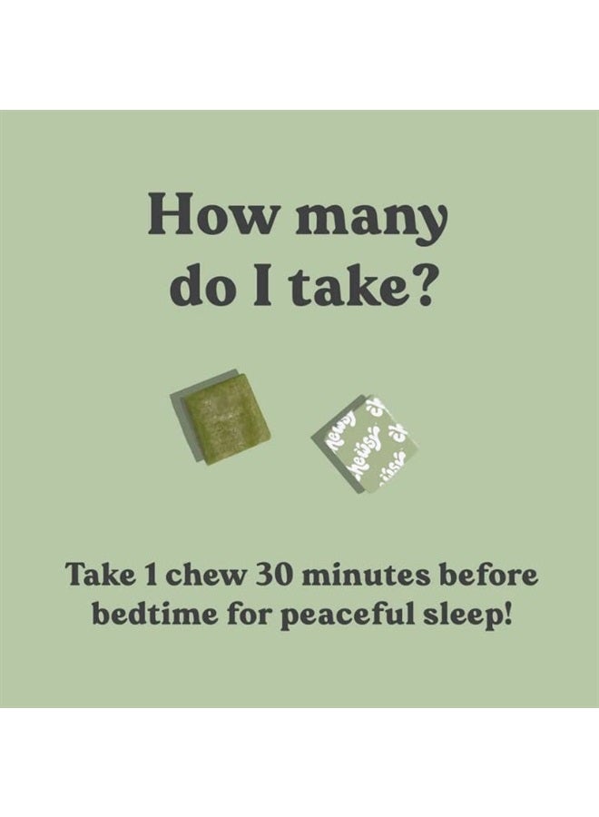 CHEWSY Peaceful Sleep Chews, Sleep Support, 3 mg Melatonin, 200 MGS L-Theanine, Chamomile, Lemon Balm, Magnolia, Nighttime Sleep Aid, Naturally Minty Chews, Promotes restful Sleep, 30-Day Supply (1)  - Image 4