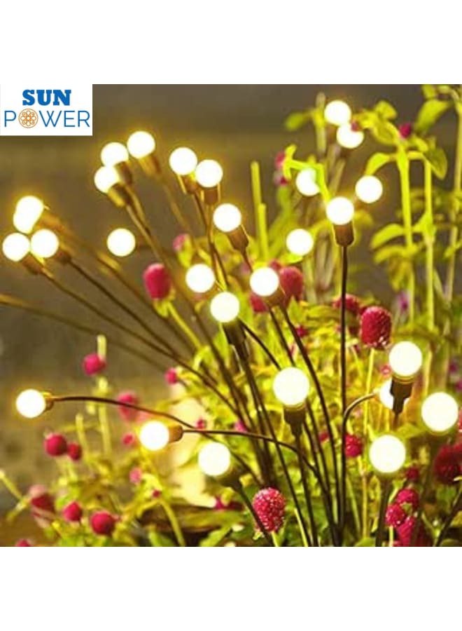 SUN POWER Firefly Solar Pathway Lights, Pack of 2 Outdoor Lighting Firefly Light LED, IP65 Waterproof Garden Art Fairy Lighting for Walkway, Yard, Patio, Walkway Decor, 8 LED - Image 1