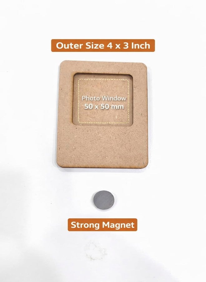 GreyArt MDF Rectangle Photo Frame Fridge Magnet Set of 4 | Mini Wooden Photo Frames with Strong Magnet for Refrigerator & Whiteboard | DIY Paintable Art & Craft Frames for Home Decor & Gifts | Outer Size 4 x 3 Inch | Photo Window 50 x 50 mm - Image 4