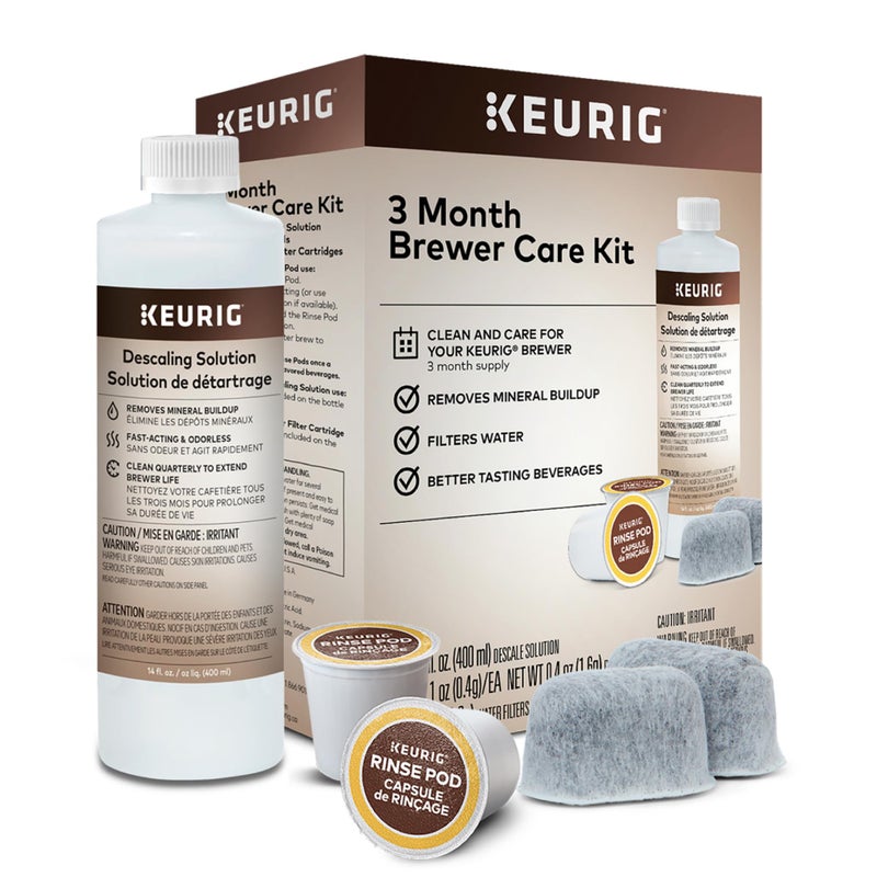 Keurig 3-Month Brewer Maintenance Kit Includes Descaling Solution, Water Filter Cartridges & Rinse Pods, Compatible Classic/1.0 & 2.0 K-Cup Coffee Makers, 7 Count - Image 1