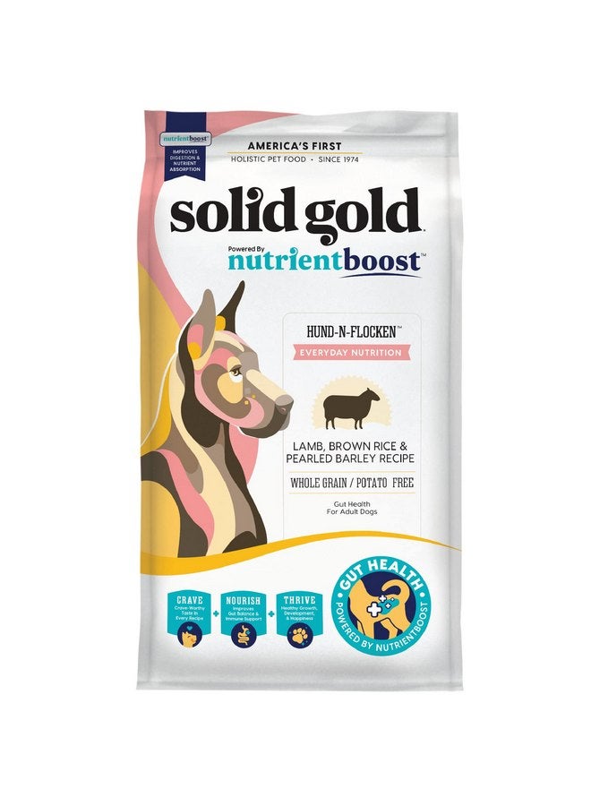 Solid Gold Dry Dog Food for Adult & Senior Dogs - Made with Real Lamb & Brown Rice - NutrientBoost Hund-N-Flocken Healthy Dog Food for Weight Management & Better Digestion - 3.75 LB Bag - Image 1