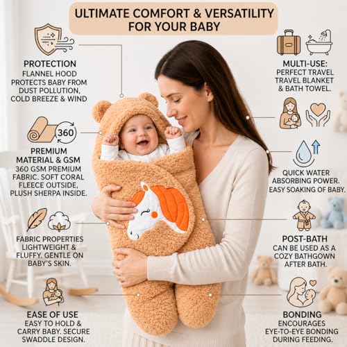 BRANDONN Baby Blanket Newborn Gift Pack of Swaddle Wrapper, 0-9 Months, Length 68 cm x Width 68 cm - Image 2