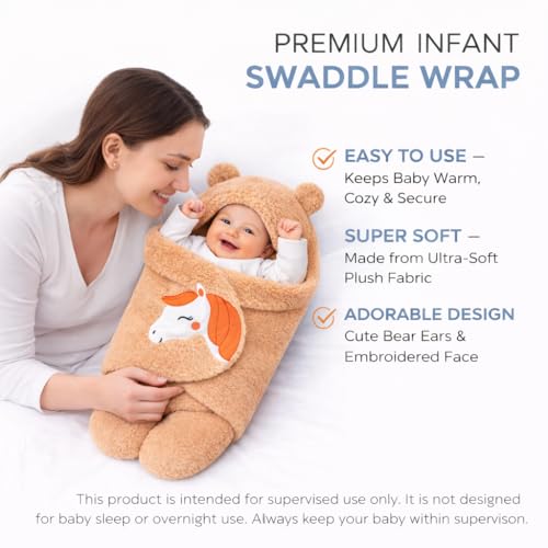 BRANDONN Baby Blanket Newborn Gift Pack of Swaddle Wrapper, 0-9 Months, Length 68 cm x Width 68 cm - Image 4